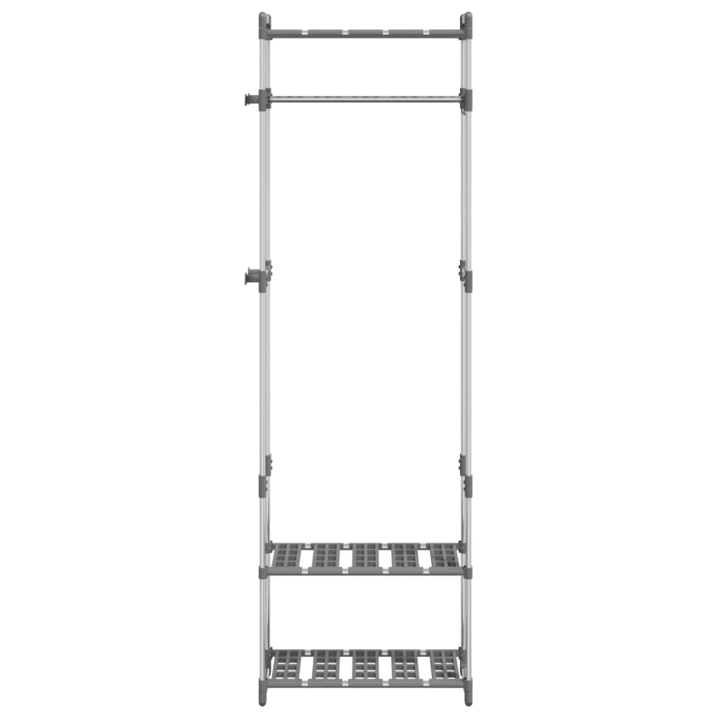 Suport de haine cu 3 niveluri, argintiu, 59x29x192 cm, aluminiu Lando - Lando