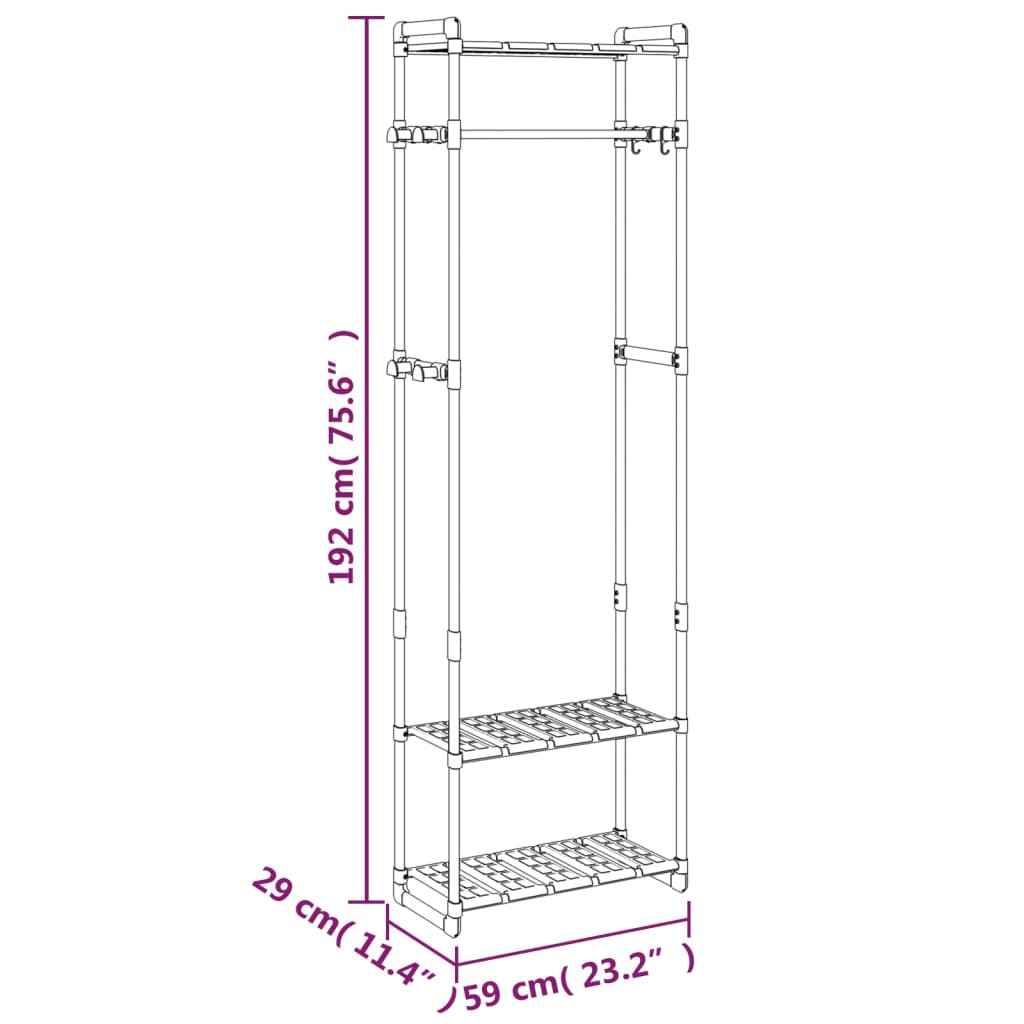 Suport de haine cu 3 niveluri, argintiu, 59x29x192 cm, aluminiu Lando - Lando