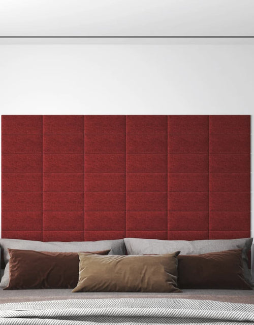 Încărcați imaginea în vizualizatorul Galerie, Panouri de perete, 12 buc., roșu vin, 30x15 cm, textil, 0,54 m² - Lando
