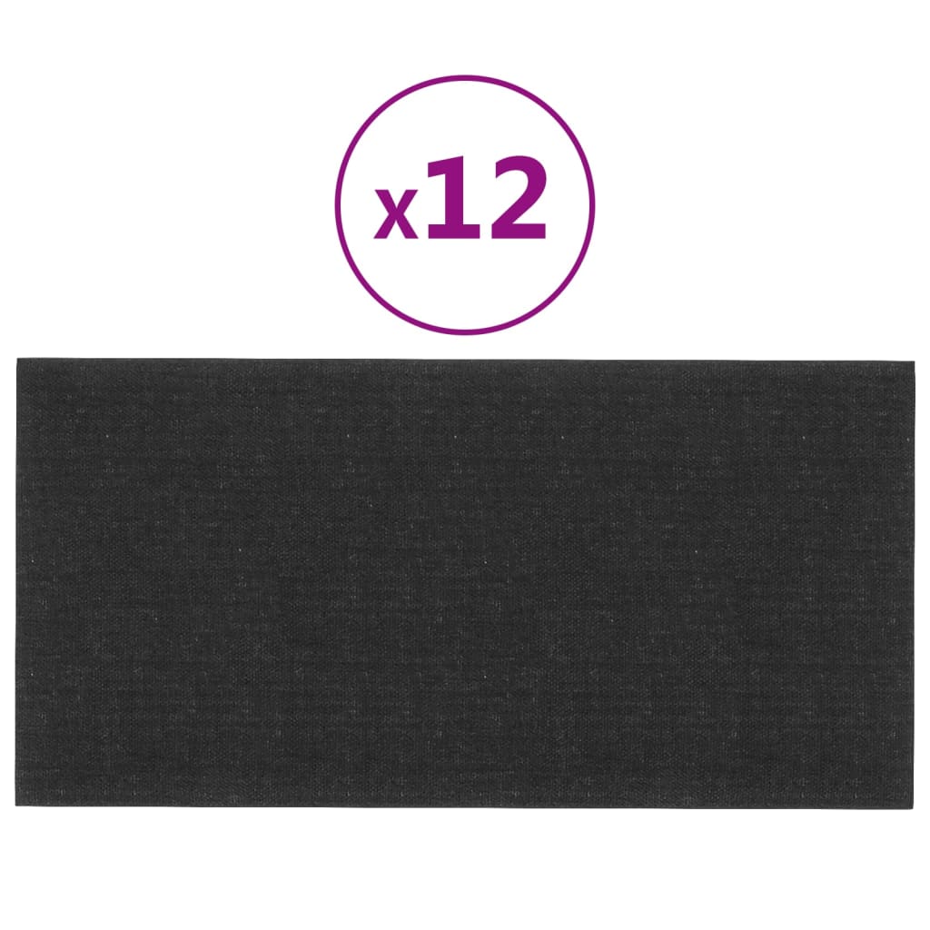 Panouri de perete 12 buc. negru 30x15 cm textil 0,54 m² - Lando