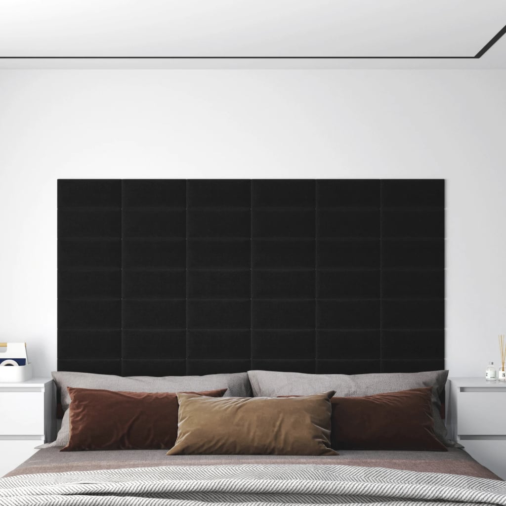Panouri de perete 12 buc. negru 30x15 cm textil 0,54 m² - Lando