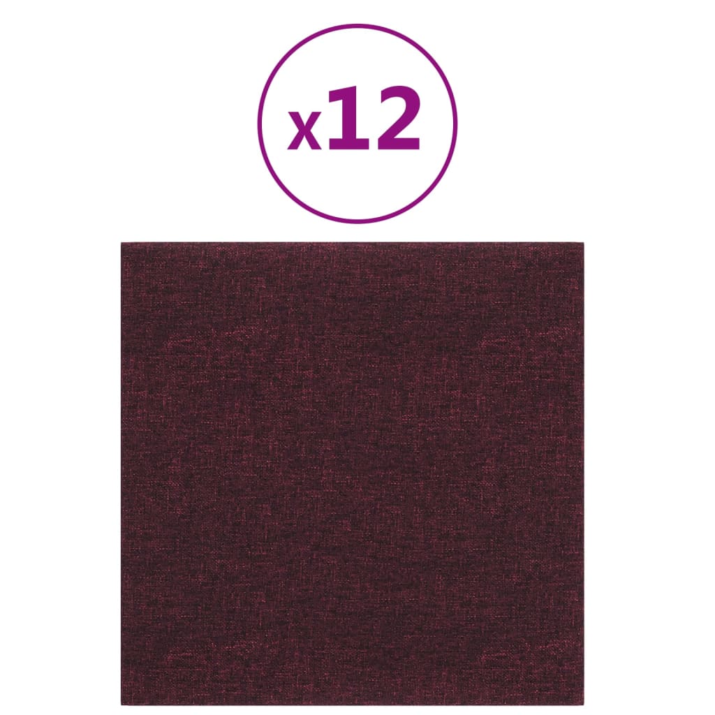 Panouri de perete, 12 buc., violet, 30x30 cm, țesătură, 1,08 m² - Lando