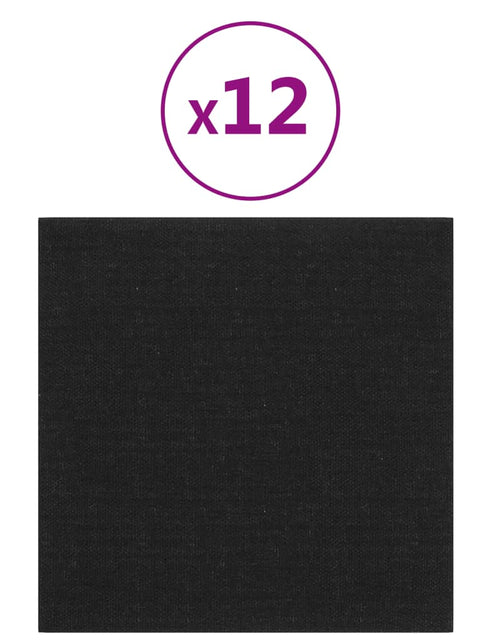 Încărcați imaginea în vizualizatorul Galerie, Panouri de perete 12 buc. negru 30x30 cm țesătură 1,08m² - Lando
