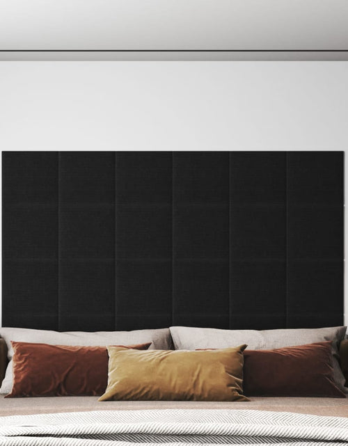 Încărcați imaginea în vizualizatorul Galerie, Panouri de perete 12 buc. negru 30x30 cm țesătură 1,08m² - Lando
