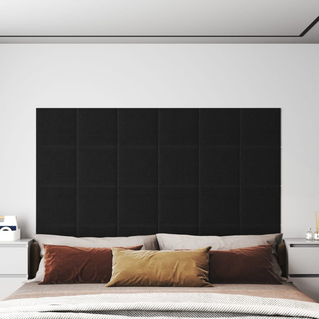 Panouri de perete 12 buc. negru 30x30 cm țesătură 1,08m² - Lando