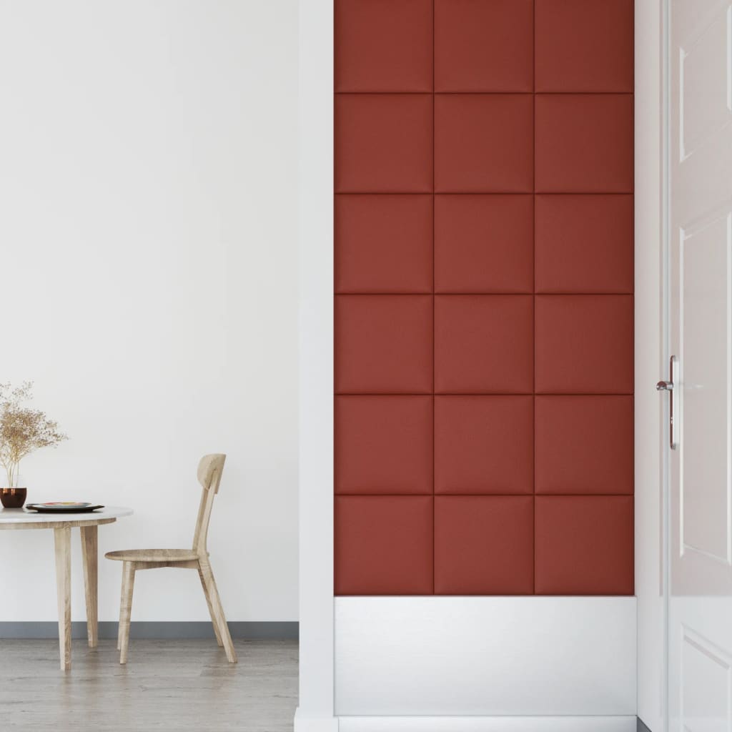 Panouri perete 12 buc. roșu vin 30x30cm piele ecologică 1,08 m² - Lando