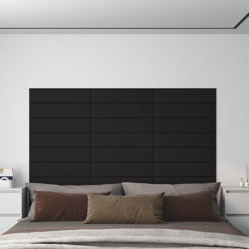 Panouri de perete, 12 buc., negru, 60x15 cm, textil, 1,08 m² - Lando