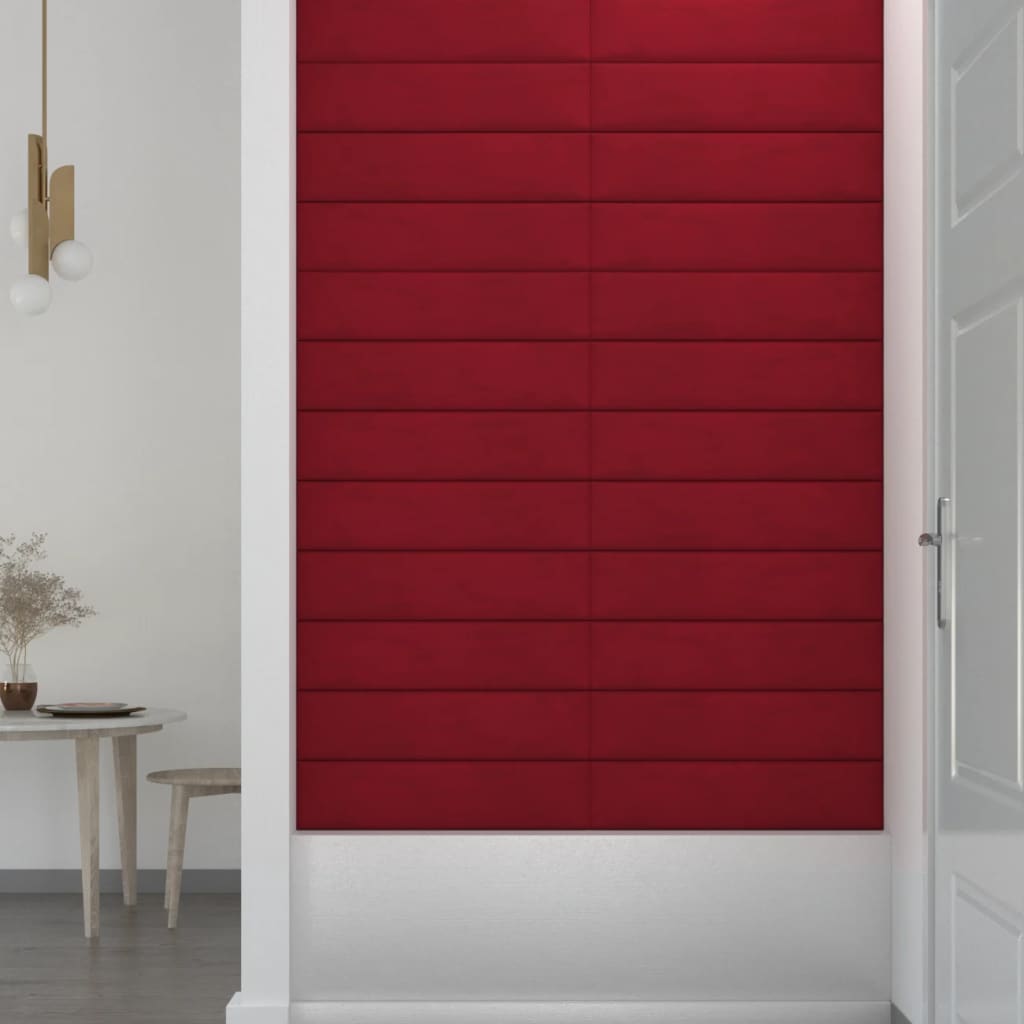 Panouri de perete 12 buc. roșu vin 60x15 cm catifea 1,08 m² - Lando