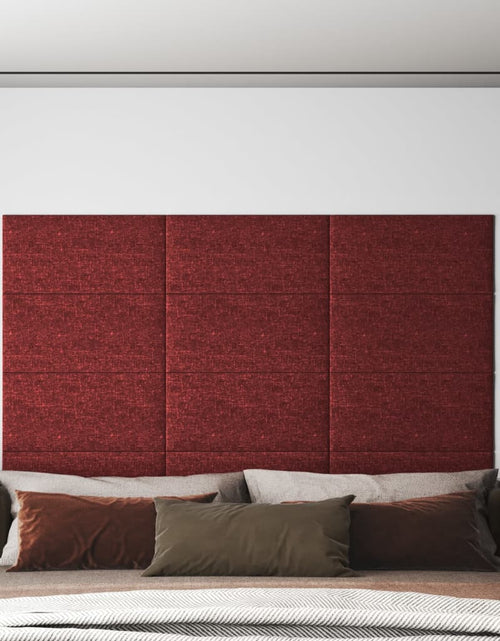 Încărcați imaginea în vizualizatorul Galerie, Panouri de perete 12 buc. roșu vin 60x30 cm textil 2,16 m² - Lando
