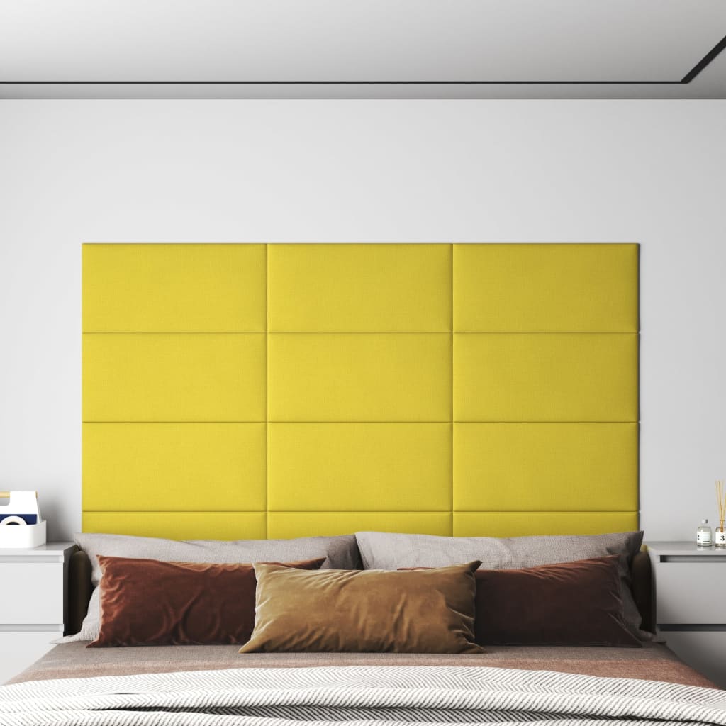 Panouri de perete 12 buc. galben deschis 60x30cm textil 2,16 m² - Lando