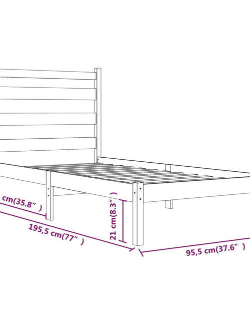 Încărcați imaginea în vizualizatorul Galerie, Cadru de pat single, alb, 90x190 cm, lemn masiv de pin - Lando
