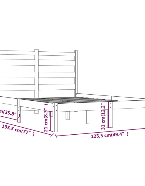 Încărcați imaginea în vizualizatorul Galerie, Cadru de pat mic dublu, 120x190 cm, lemn masiv de pin - Lando
