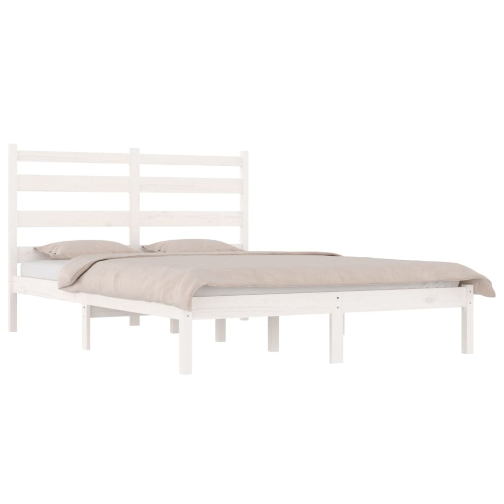 Cadru de pat mic dublu, alb, 120x190 cm, lemn masiv de pin - Lando