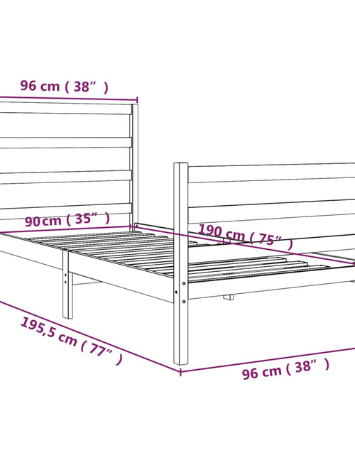 Încărcați imaginea în vizualizatorul Galerie, Cadru de pat single, alb, 90x190 cm, lemn masiv de pin - Lando
