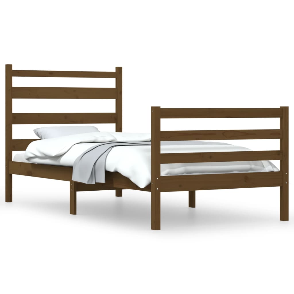 Cadru de pat, 90x200 cm, lemn masiv de pin, maro miere - Lando