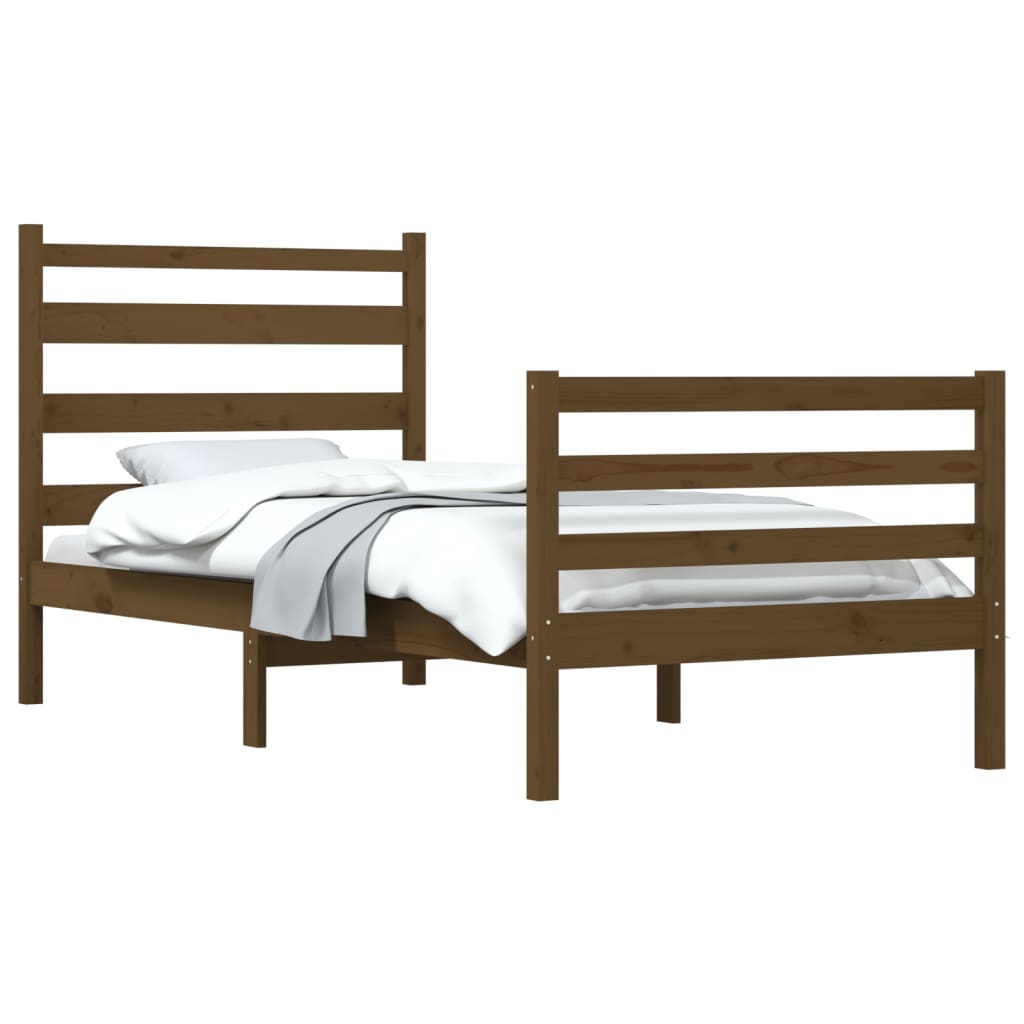 Cadru de pat, 90x200 cm, lemn masiv de pin, maro miere - Lando
