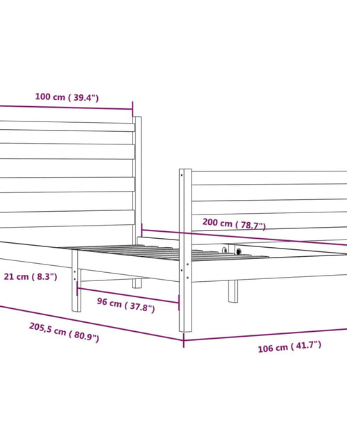 Încărcați imaginea în vizualizatorul Galerie, Cadru de pat, 100x200 cm, lemn masiv de pin, alb - Lando

