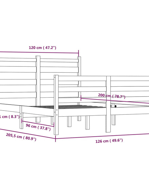 Încărcați imaginea în vizualizatorul Galerie, Cadru de pat, 120x200 cm, lemn masiv de pin - Lando

