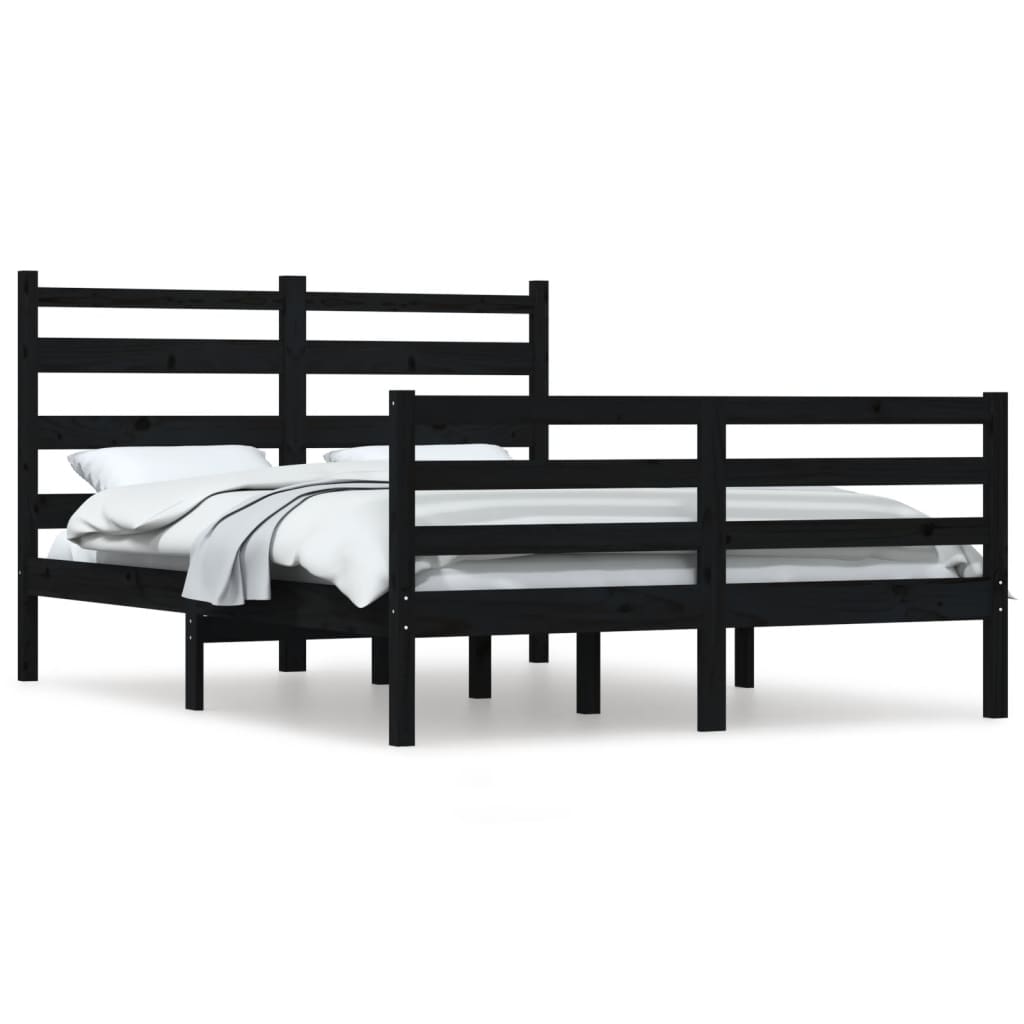 Cadru de pat, 120x200 cm, lemn masiv de pin, negru - Lando