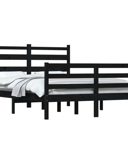 Încărcați imaginea în vizualizatorul Galerie, Cadru de pat, 120x200 cm, lemn masiv de pin, negru - Lando
