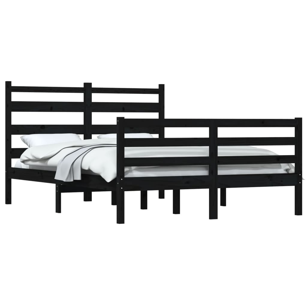 Cadru de pat, 120x200 cm, lemn masiv de pin, negru - Lando