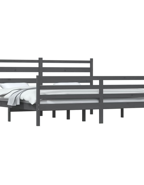 Încărcați imaginea în vizualizatorul Galerie, Cadru de pat, 200x200 cm, lemn masiv de pin, gri - Lando
