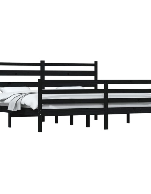 Încărcați imaginea în vizualizatorul Galerie, Cadru de pat, 200x200 cm, lemn masiv de pin, negru - Lando
