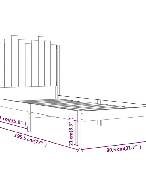 Încărcați imaginea în vizualizatorul Galerie, Cadru de pat mic single, negru, 75x190 cm, lemn masiv de pin - Lando
