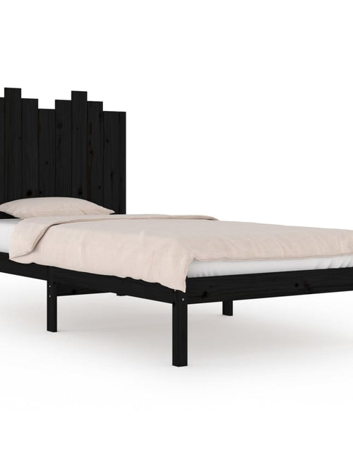 Încărcați imaginea în vizualizatorul Galerie, Cadru de pat, 100x200 cm, negru, lemn masiv de pin - Lando
