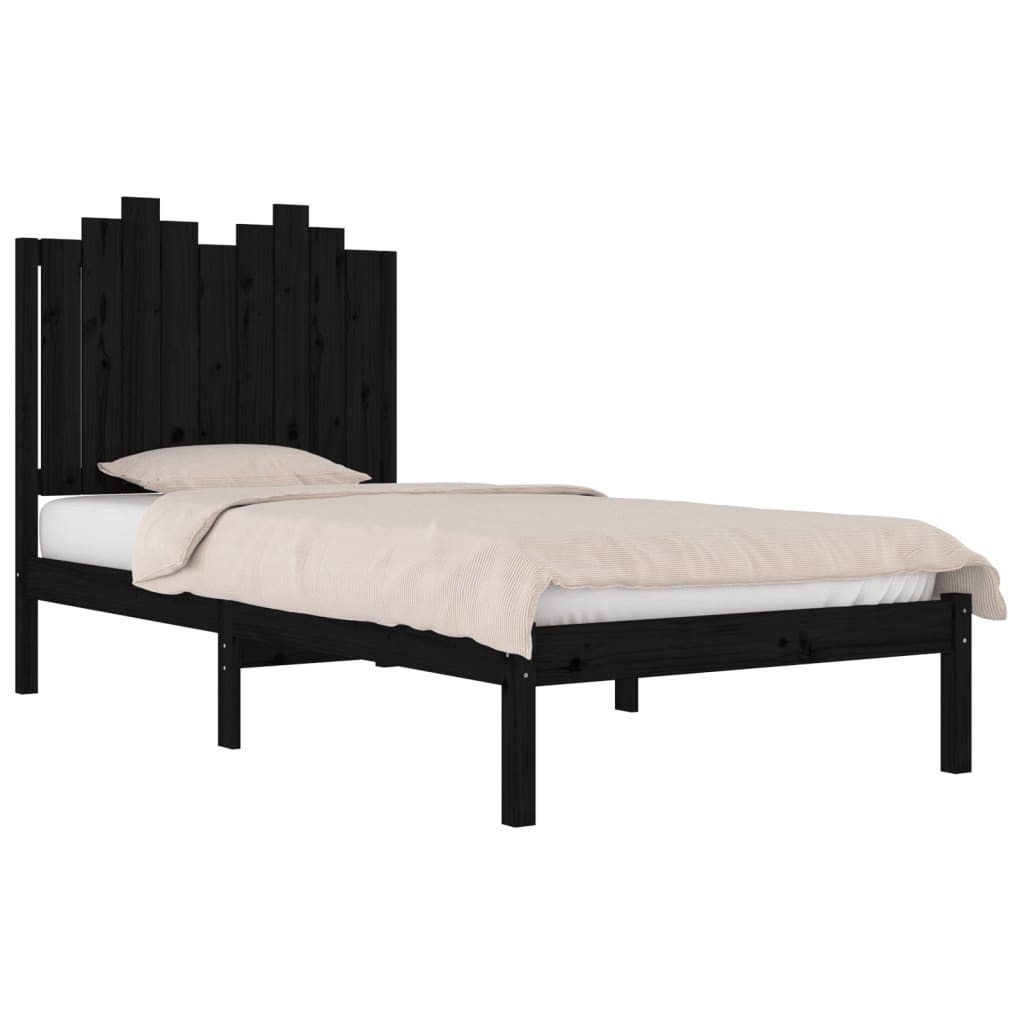 Cadru de pat, 100x200 cm, negru, lemn masiv de pin - Lando