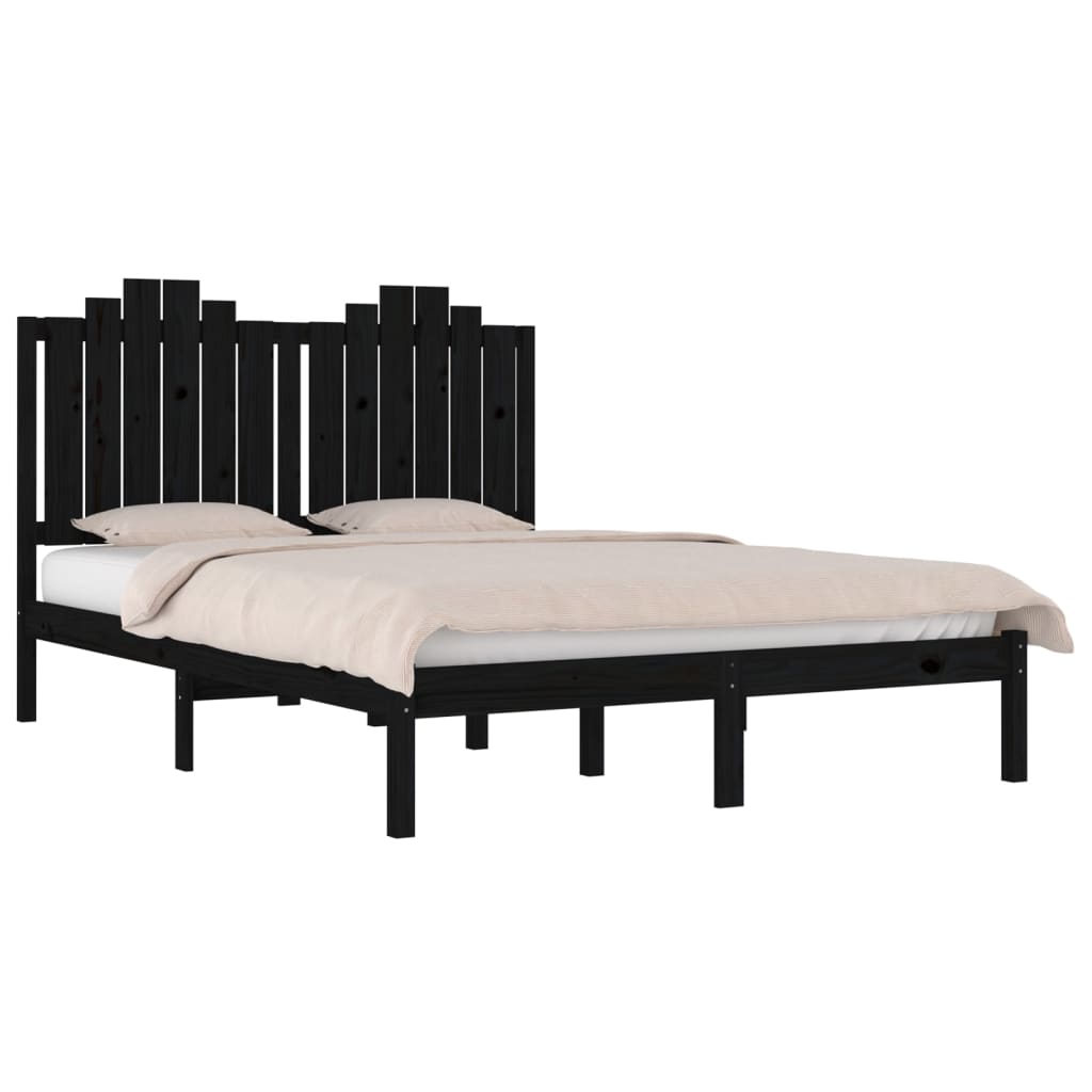 Cadru de pat King Size, negru, 150x200 cm, lemn masiv de pin - Lando