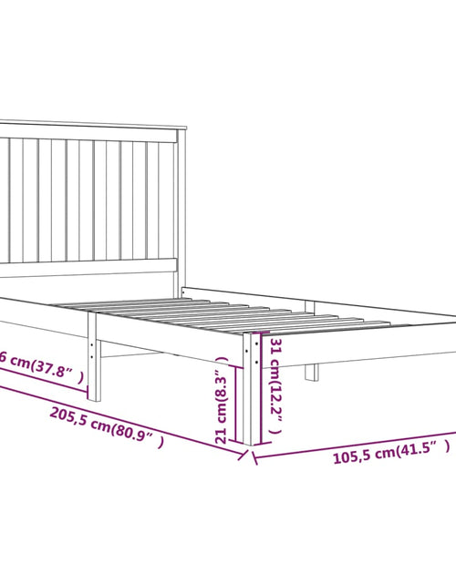 Загрузите изображение в средство просмотра галереи, Cadru de pat, alb, 100x200 cm, lemn masiv de pin - Lando
