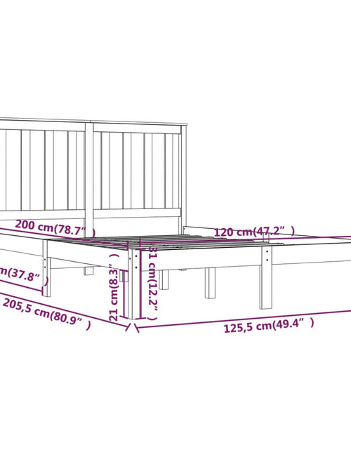 Încărcați imaginea în vizualizatorul Galerie, Cadru de pat, gri, 120x200 cm, lemn masiv de pin - Lando
