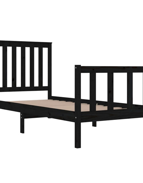 Încărcați imaginea în vizualizatorul Galerie, Cadru de pat single, negru, 90x190 cm, lemn masiv de pin - Lando
