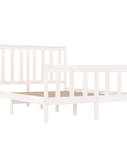 Încărcați imaginea în vizualizatorul Galerie, Cadru de pat dublu, alb, 135x190 cm, lemn masiv de pin - Lando
