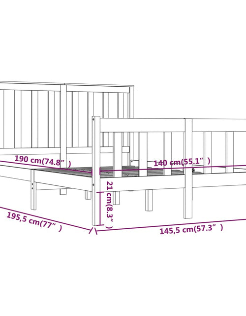 Загрузите изображение в средство просмотра галереи, Cadru de pat, 140x190 cm, lemn masiv de pin - Lando
