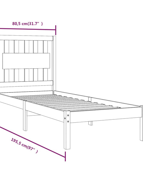 Încărcați imaginea în vizualizatorul Galerie, Cadru de pat mic single, negru, 75x190 cm, lemn masiv de pin - Lando
