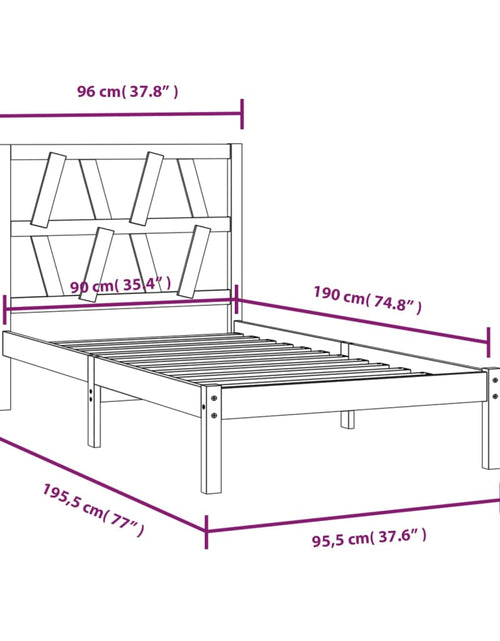 Загрузите изображение в средство просмотра галереи, Cadru de pat single, 90x190 cm, lemn masiv de pin - Lando
