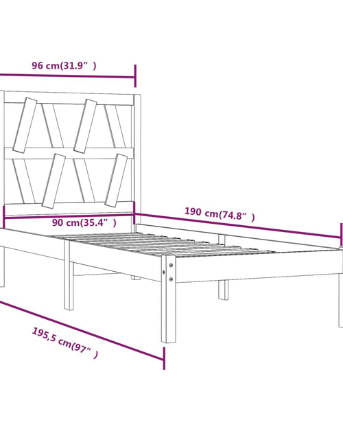 Загрузите изображение в средство просмотра галереи, Cadru de pat single, alb, 90x190 cm, lemn masiv de pin - Lando
