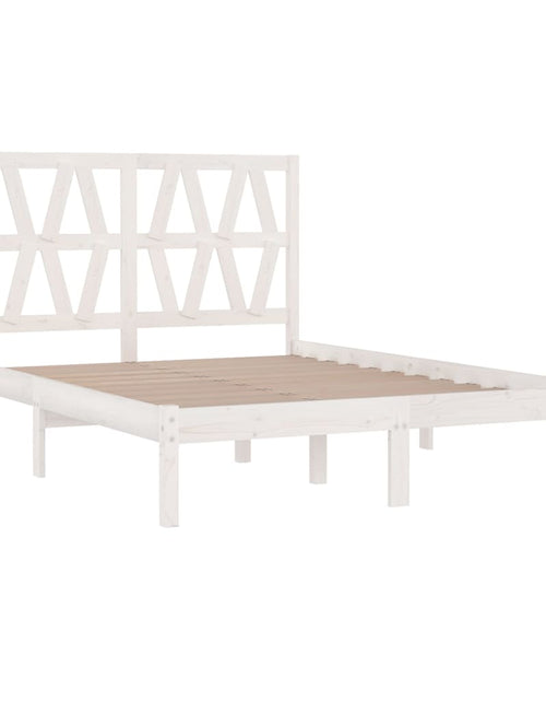 Încărcați imaginea în vizualizatorul Galerie, Cadru de pat dublu, alb, 135x190 cm, lemn masiv de pin - Lando
