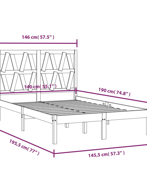 Загрузите изображение в средство просмотра галереи, Cadru de pat, negru, 140x190 cm, lemn masiv de pin - Lando
