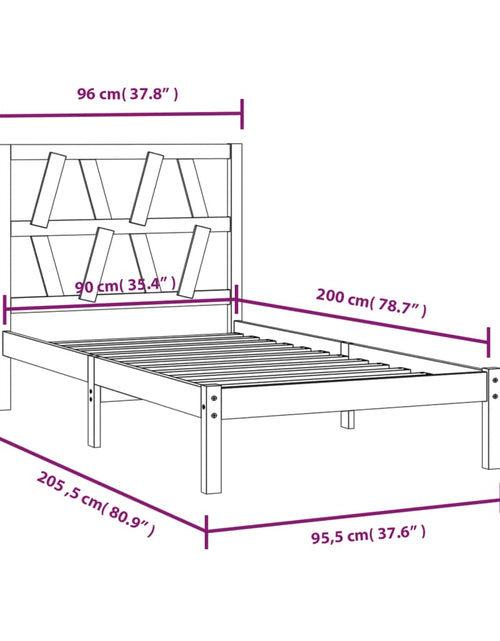 Загрузите изображение в средство просмотра галереи, Cadru de pat, 90x200 cm, lemn masiv de pin - Lando
