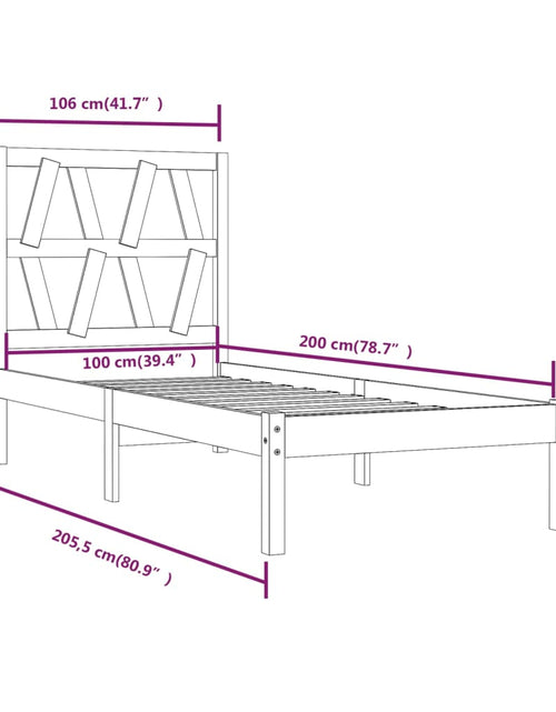 Încărcați imaginea în vizualizatorul Galerie, Cadru de pat, maro miere, 100x200 cm, lemn masiv de pin - Lando

