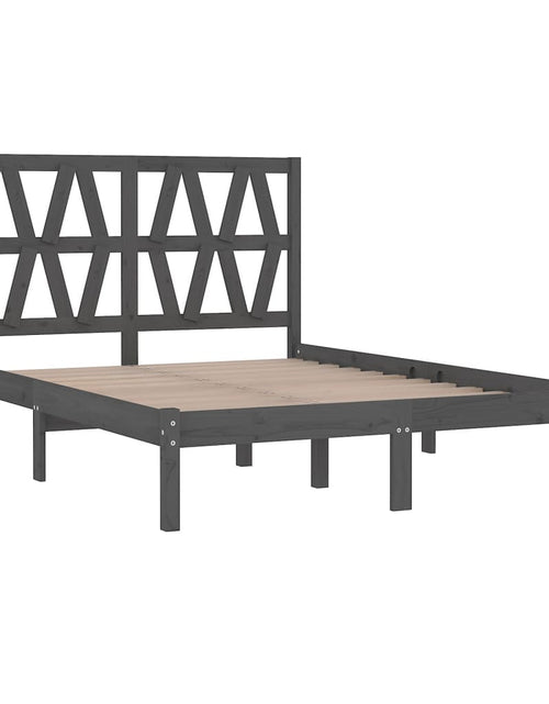 Încărcați imaginea în vizualizatorul Galerie, Cadru de pat King Size, gri, 150x200 cm, lemn masiv de pin - Lando
