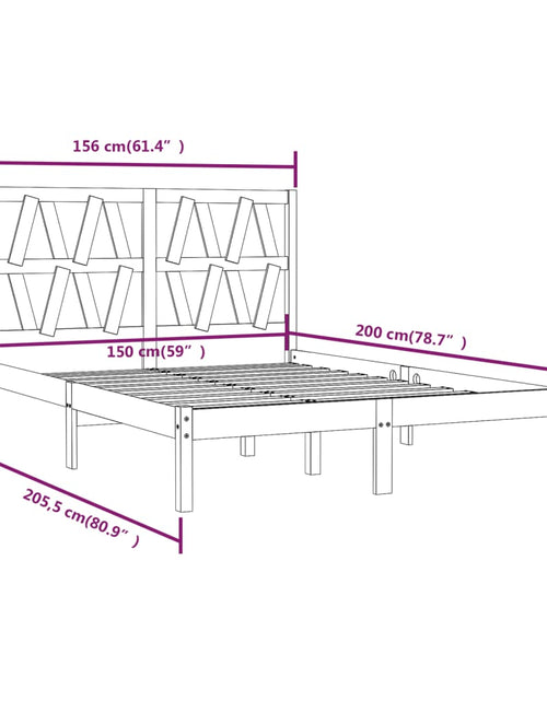 Încărcați imaginea în vizualizatorul Galerie, Cadru de pat King Size, gri, 150x200 cm, lemn masiv de pin - Lando
