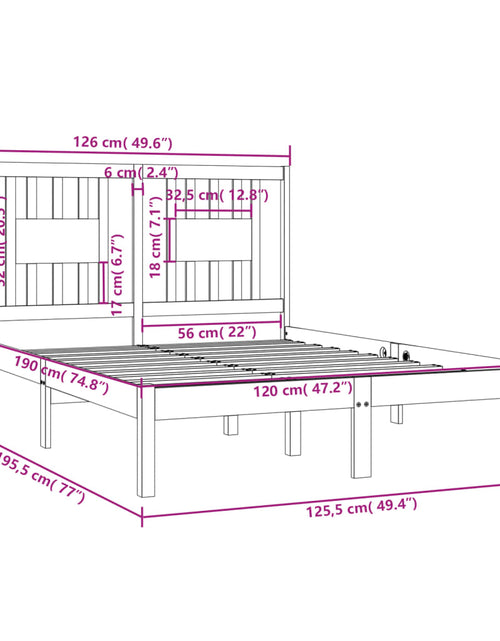 Încărcați imaginea în vizualizatorul Galerie, Cadru de pat mic dublu, 120x190 cm, lemn masiv - Lando
