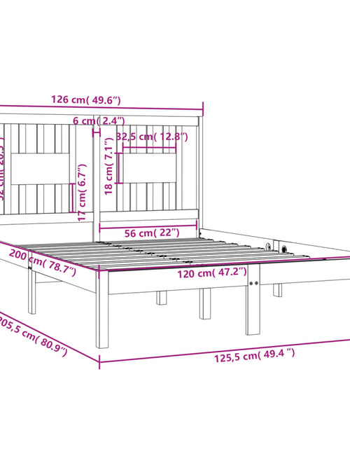 Încărcați imaginea în vizualizatorul Galerie, Cadru de pat, 120x200 cm, lemn masiv de pin - Lando
