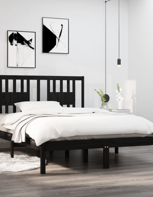 Încărcați imaginea în vizualizatorul Galerie, Cadru de pat, negru, 120x200 cm, lemn masiv de pin - Lando
