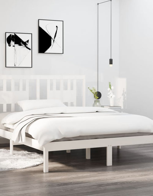 Încărcați imaginea în vizualizatorul Galerie, Cadru pat, alb, 140x200 cm, lemn masiv de pin - Lando
