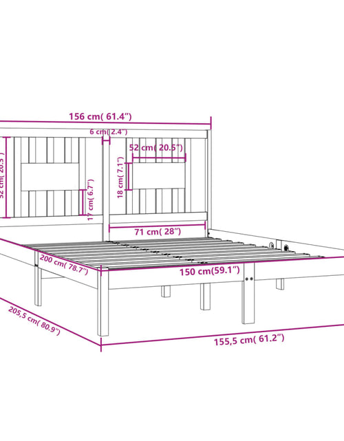 Încărcați imaginea în vizualizatorul Galerie, Cadru de pat King Size, gri, 150x200 cm, lemn masiv - Lando
